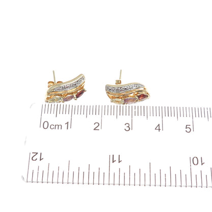 RSE ROBERT SEEMAN Sterling Gold Plated Real Diamond Accent & Multi-Gem Earrings