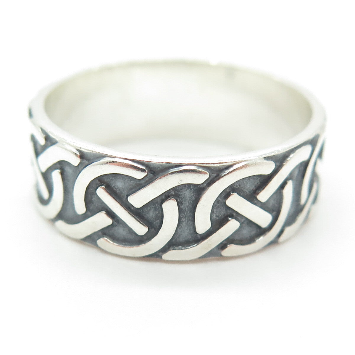 925 Sterling Silver Vintage Mexico Knot Oxidized Band Ring Size 13.5