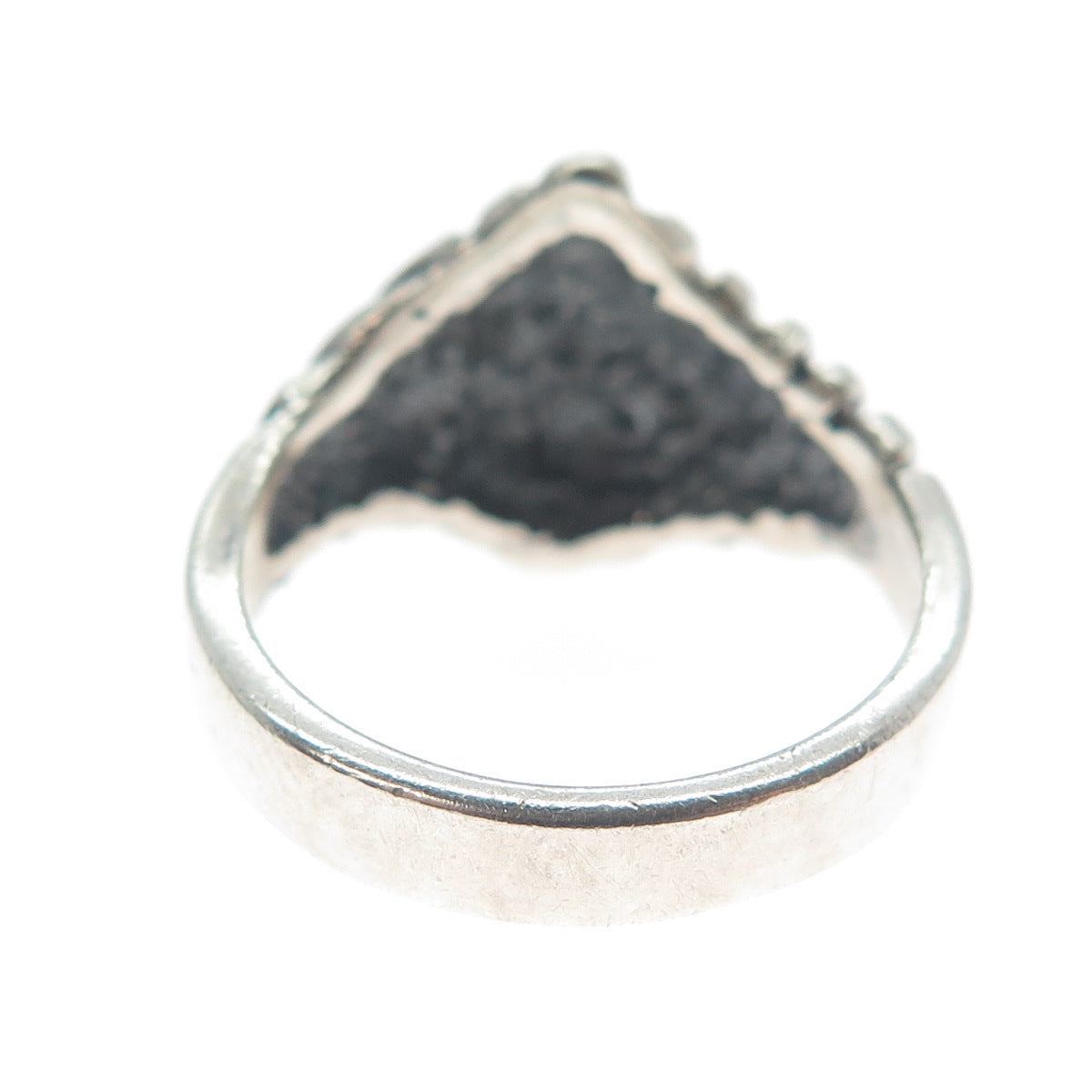 925 Sterling Silver Vintage Mexico Modernist Zig Zag Oxidized Ring Size 8