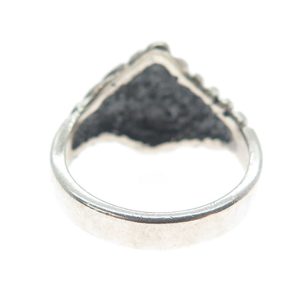 925 Sterling Silver Vintage Mexico Modernist Zig Zag Oxidized Ring Size 8