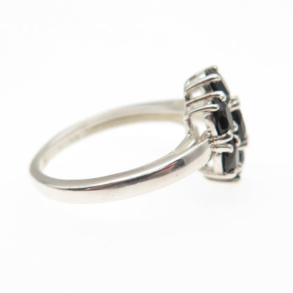 Chuck Clemency Sterling Silver Vintage Real Oval-Cut Black Spinel Ring Size 5.25