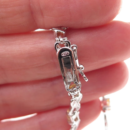 Dee Berkle 925 Sterling Silver Real Diamond Accent & Citrine Bracelet 7.25"
