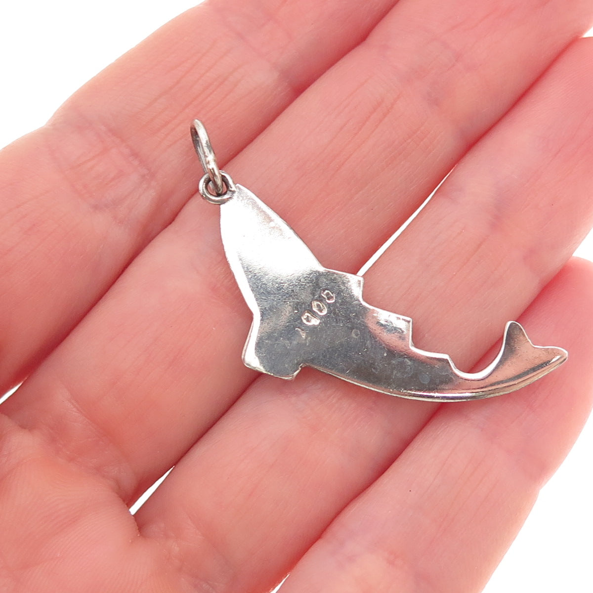 900 Silver Vintage Koi Fish Oxidized Charm Pendant