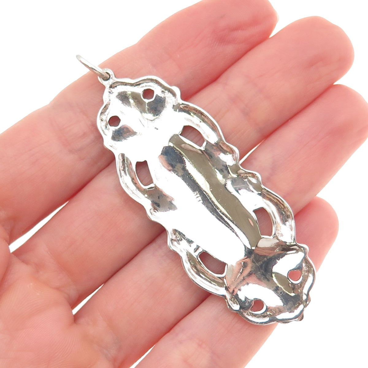 925 Sterling Silver Vintage Fleur de Lis Floral Charm Pendant