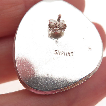 925 Sterling Silver Vintage Real Amber Modernist Oxidized Earrings