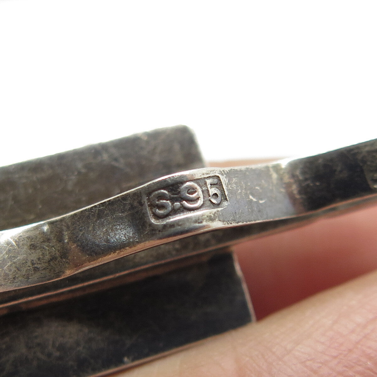 950 Silver Antique Enamel Chinese Character "Blessing" Tie Clip