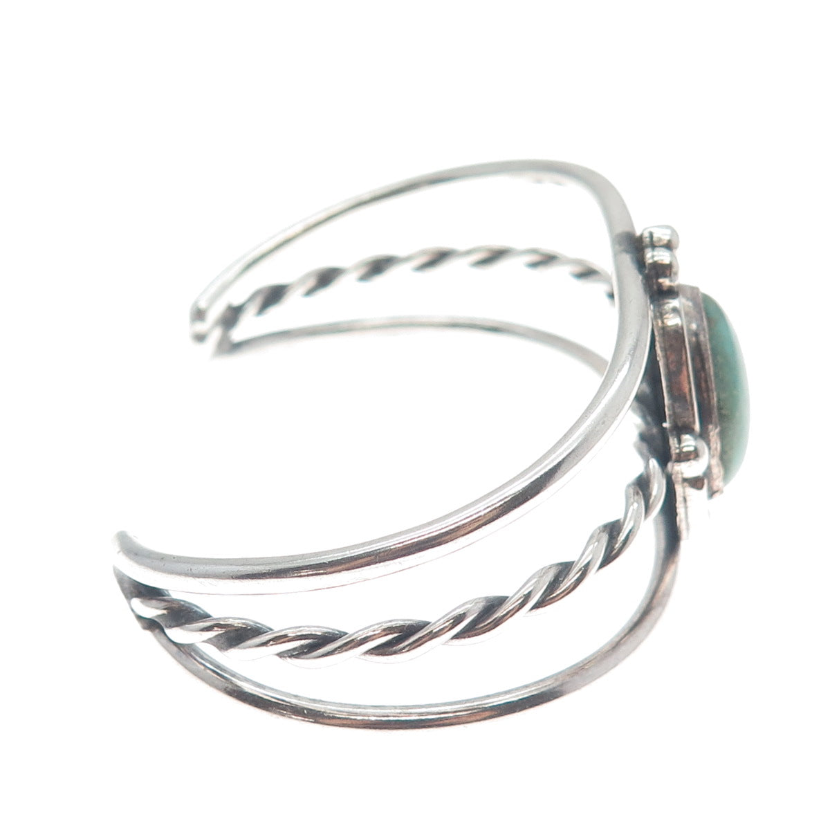Old Pawn Sterling Silver Vintage Tyrone Turquoise Adjustable Cuff Bracelet 6.5"