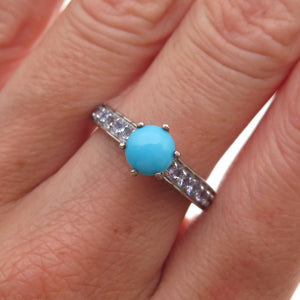 Chuck Clemency 925 Sterling Silver Real Turquoise & Tanzanite Ring Size 7.25