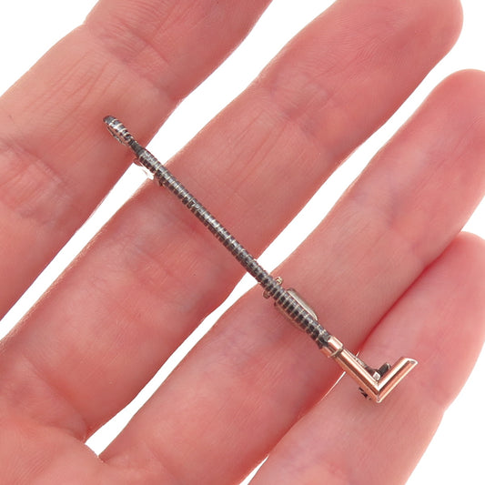 800 Silver 2-Tone Vintage Horse Riding Crop Tie Pin Brooch