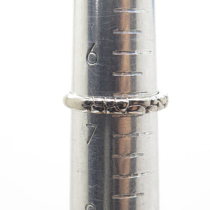 SMK 925 Sterling Silver Black Rhodium Pebble Band Ring Size 6.75