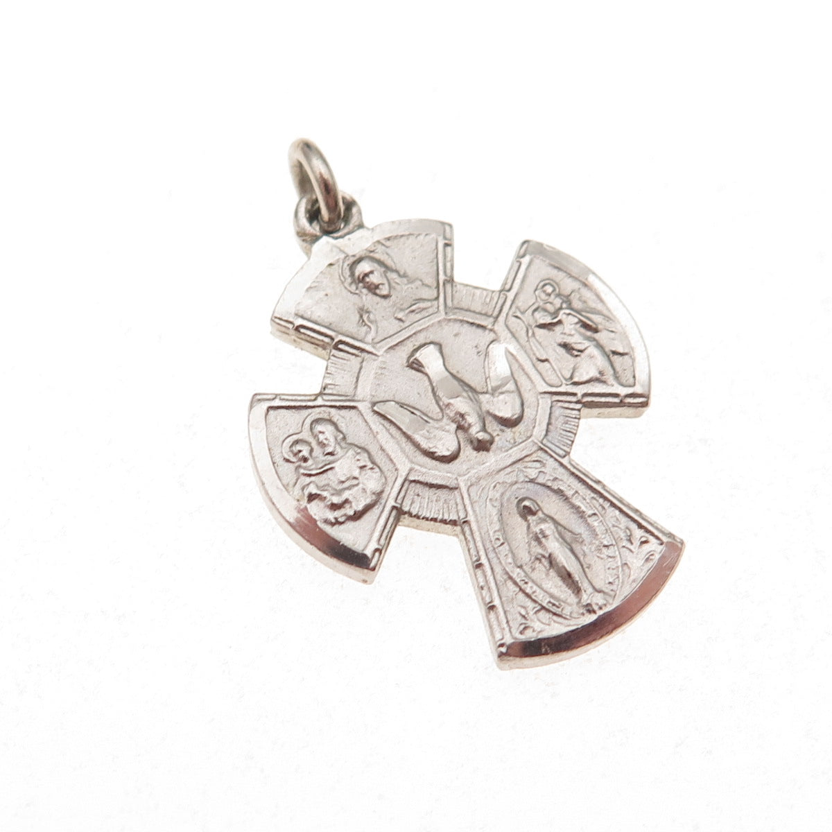 Chapel 925 Sterling Silver Filled Antique Art Deco 4-Way Cross Charm Pendant