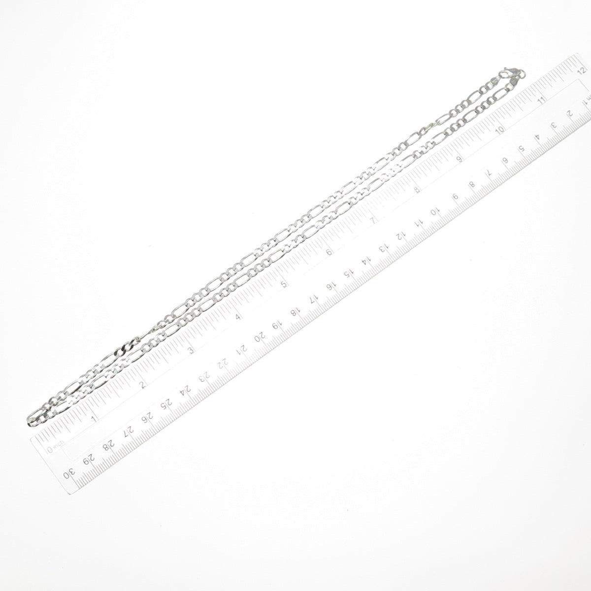 925 Sterling Silver Vintage Italy Figaro Chain Necklace 22"