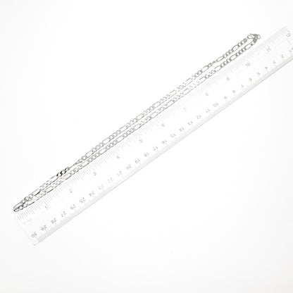 925 Sterling Silver Vintage Italy Figaro Chain Necklace 22"