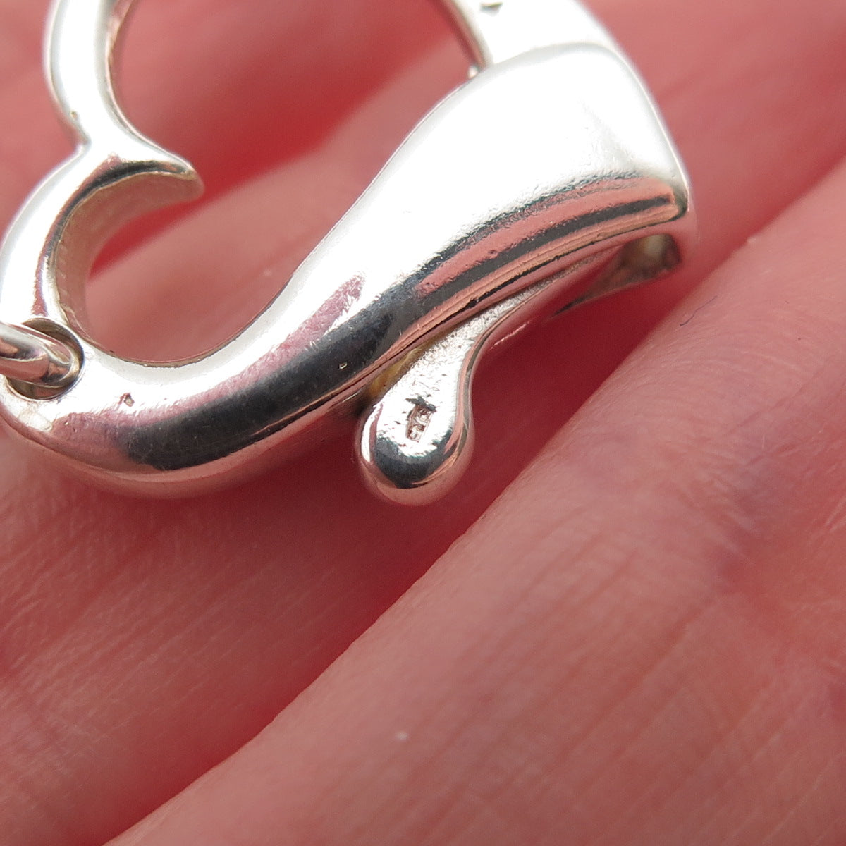 925 Sterling Silver Vintage Bracelet / Necklace Heart Lobster Lock Clasp