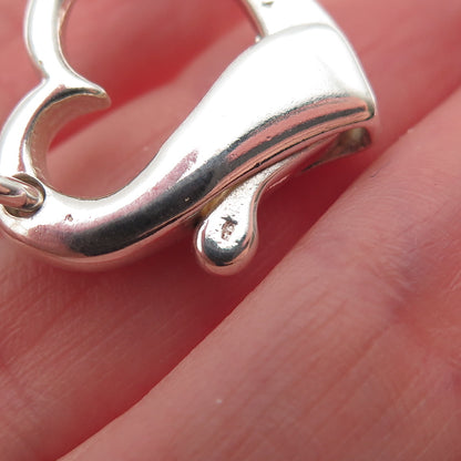 925 Sterling Silver Vintage Bracelet / Necklace Heart Lobster Lock Clasp