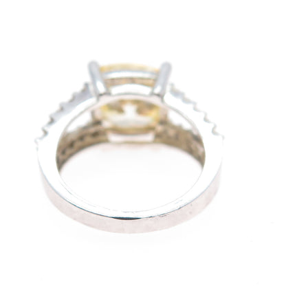 925 Sterling Silver Vintage Canary & White C Z Ring Size 5.25