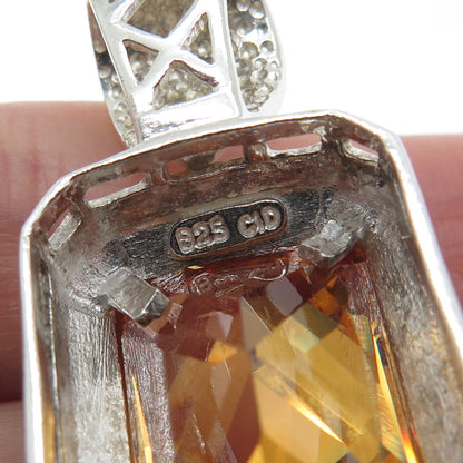 CLYDE DUNEIER CID 925 Sterling Silver Vintage Champagne C Z Pendant