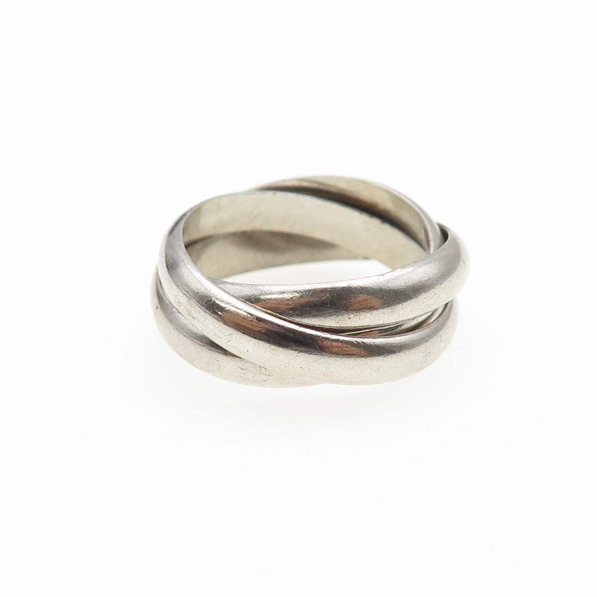 925 Sterling Silver Vintage Italy Interlocked Trinity Band Ring Size 6.5