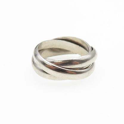 925 Sterling Silver Vintage Italy Interlocked Trinity Band Ring Size 6.5