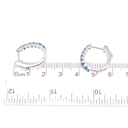 925 Sterling Silver Real Round-Cut Apatite Hoop Earrings