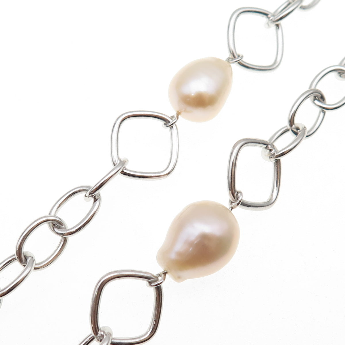 Ayaka Nishi 925 Sterling Silver Real Baroque Pearl Station Chain Necklace 20"