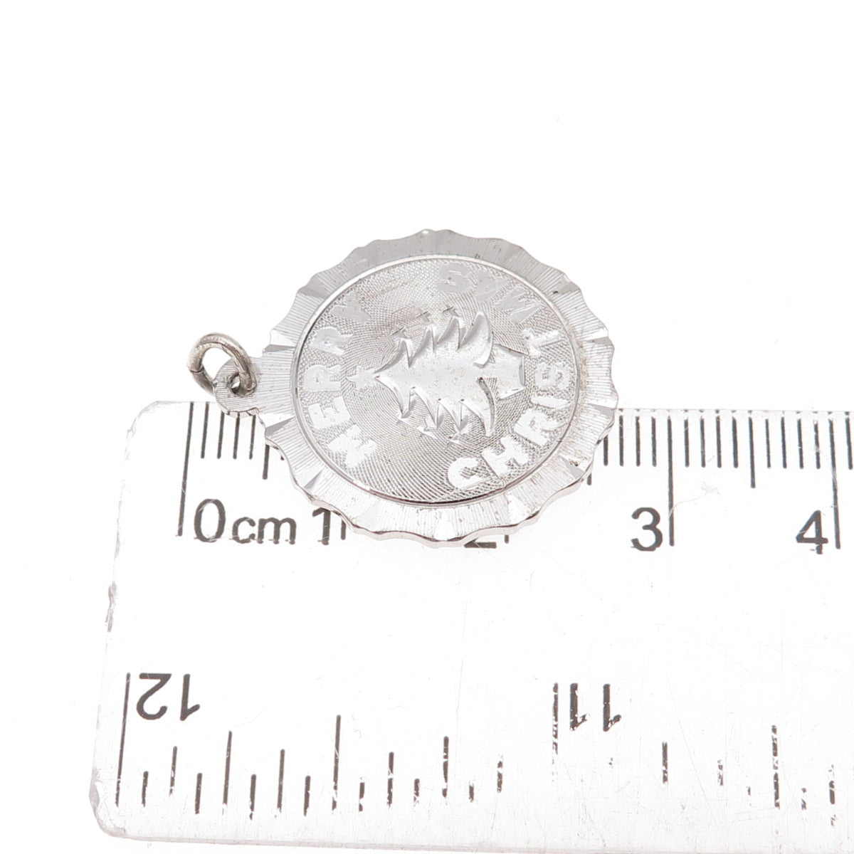 925 Sterling Silver Vintage Merry Christmas Tree Charm Pendant