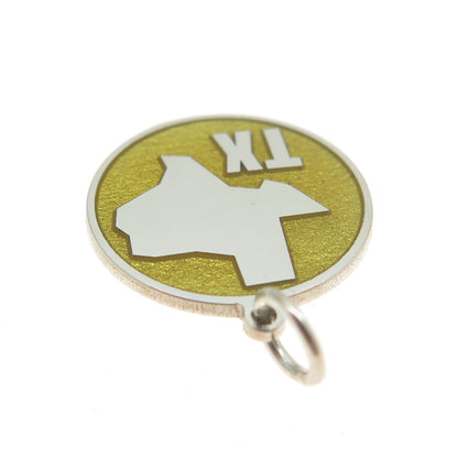 925 Sterling Silver Yellow Enamel Texas State Map Minimalist Charm Pendant