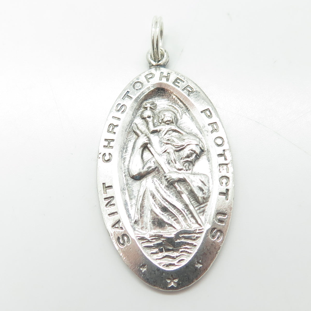 CHAPEL 925 Sterling Silver Vintage Saint Christopher Medal Religious Pendant