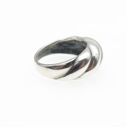 CELLINI 925 Sterling Silver Vintage Modernist Ribbed Oxidized Ring Size 5.25