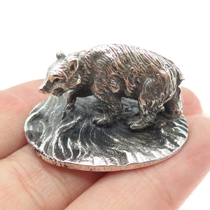 FRANCESCO CAPUTO 800 Silver Antique Italy Bear Oxidized Miniature Figurine