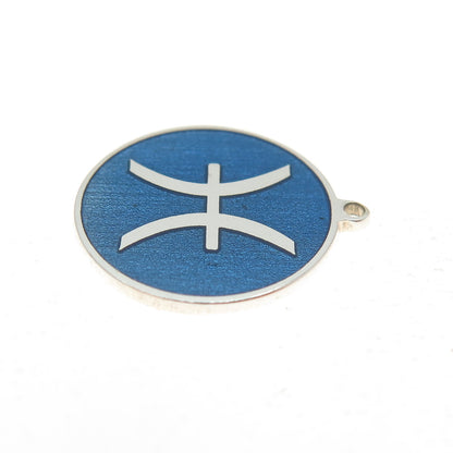 TOKEMOTI 925 Sterling Silver Enamel Pisces Zodiac Sign Minimalist Charm Pendant