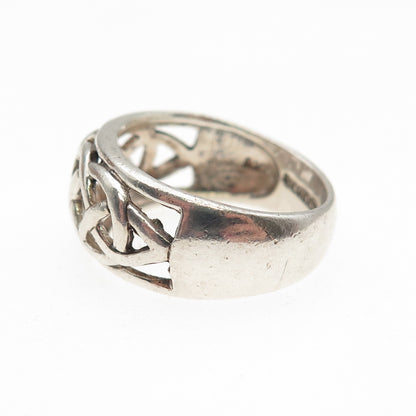 SOLVAR 925 Sterling Silver Vintage Ireland Celtic Knot Oxidized Ring Size 7
