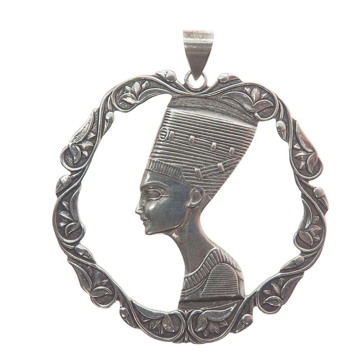 800 Silver Vintage Nefertiti Egyptian Pharaoh Charm Pendant