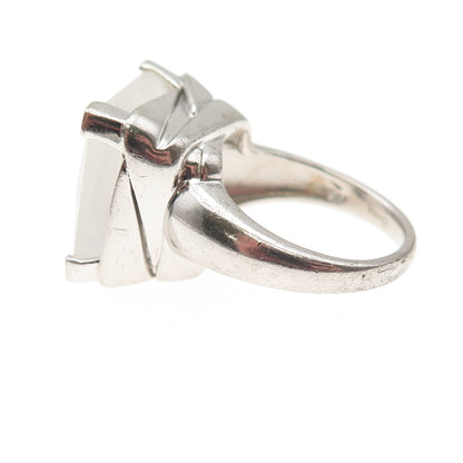 Michelle Albala 925 Sterling Silver Vintage Real Quartz Modernist Ring Size 6.25