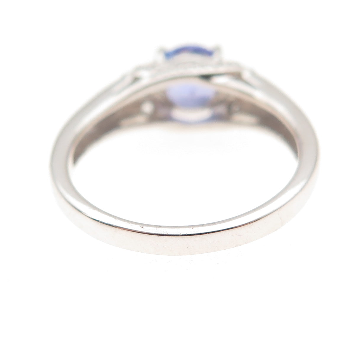 925 Sterling Silver Real Round-Cut Tanzanite & White Topaz Ring Size 8