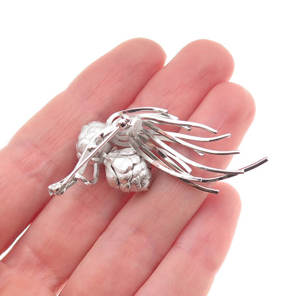 Wells 925 Sterling Silver Vintage Pine Cone Floral Pin Brooch