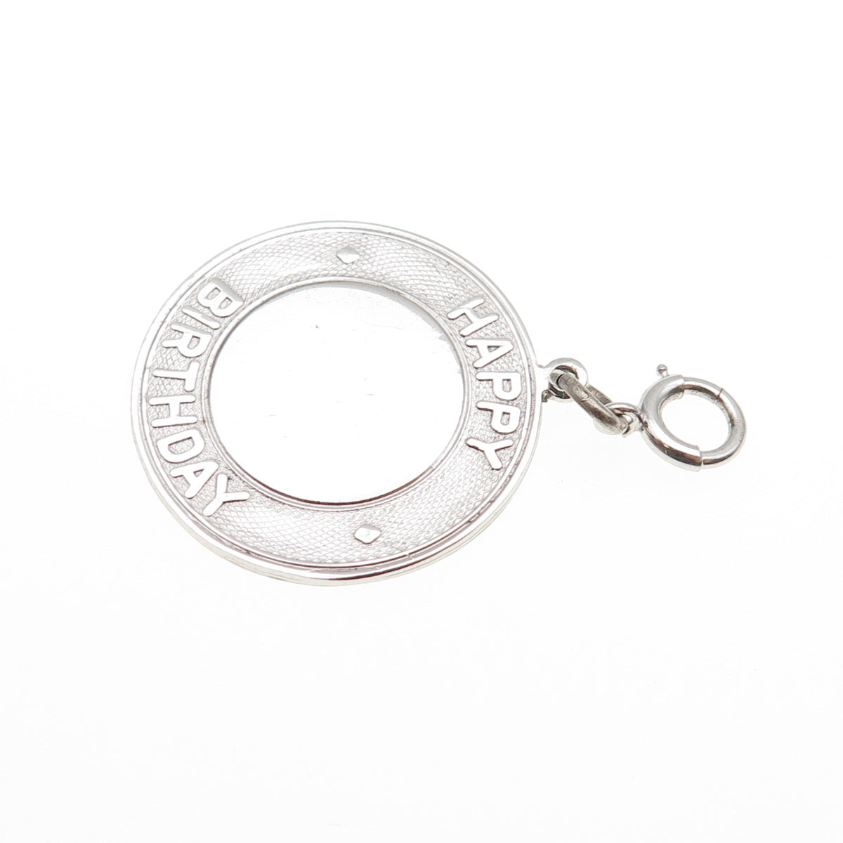 ELCO 925 Sterling Silver Vintage Happy Birthday Spring Ring Lock Charm Pendant
