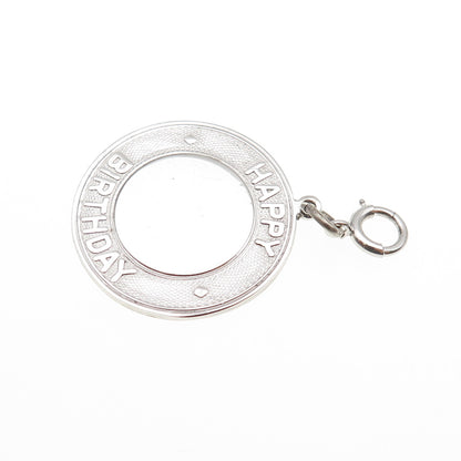 ELCO 925 Sterling Silver Vintage Happy Birthday Spring Ring Lock Charm Pendant