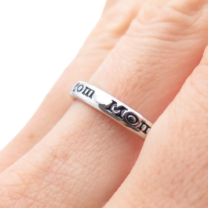 925 Sterling Silver Vintage Mom All Around Stackable Band Ring Size 10