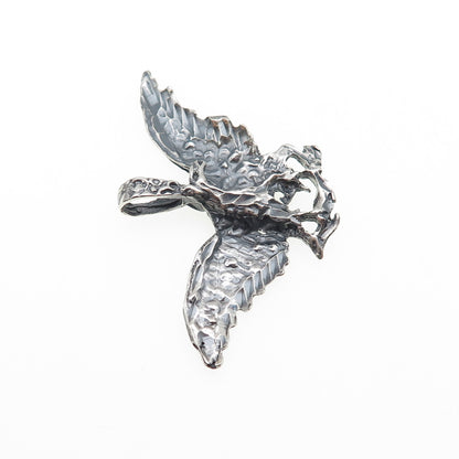 925 Sterling Silver Vintage Eagle Bird Oxidized Charm Pendant