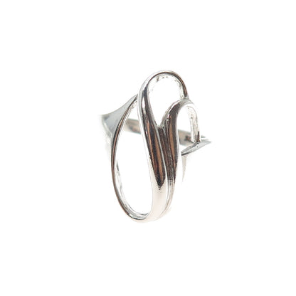 925 Sterling Silver Vintage Modernist Swirl Ring Size 6.75
