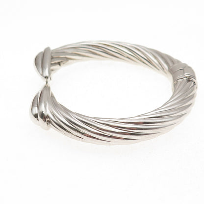 925 Sterling Silver Vintage Modernist Teardrop Bangle Bracelet 7.25"