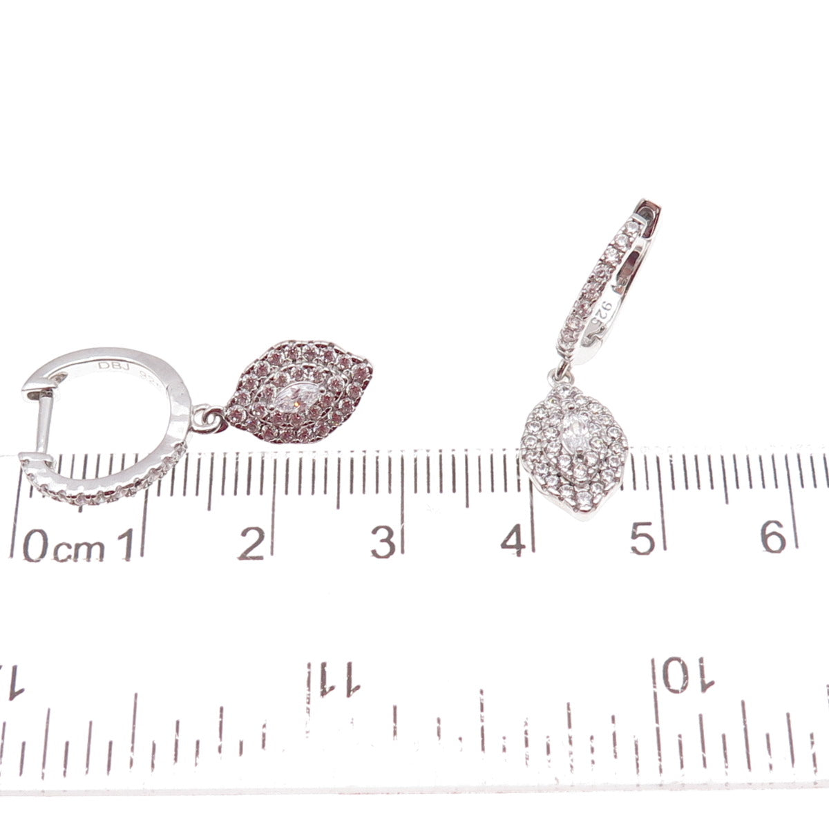 Dee Berkle 925 Sterling Silver Marquise & Round-Cut C Z Dangle Earrings