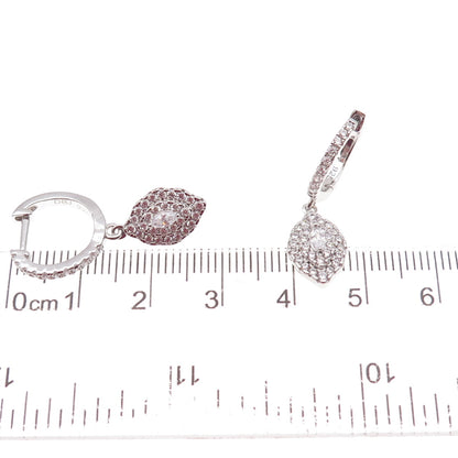 Dee Berkle 925 Sterling Silver Marquise & Round-Cut C Z Dangle Earrings