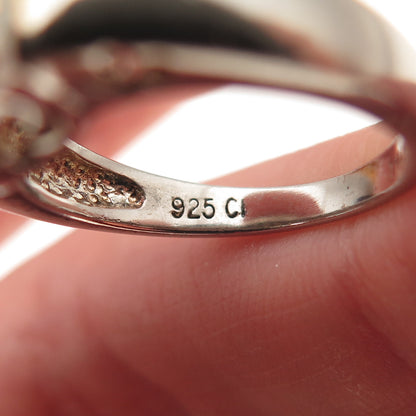 925 Sterling Silver Vintage Real Round-Cut Sapphire Ring Size 6.25