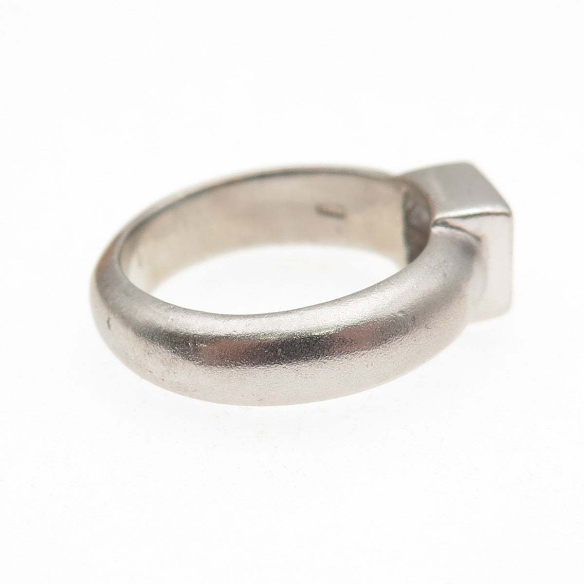 925 Sterling Silver Vintage Real Blue Topaz Modernist Ring Size 7