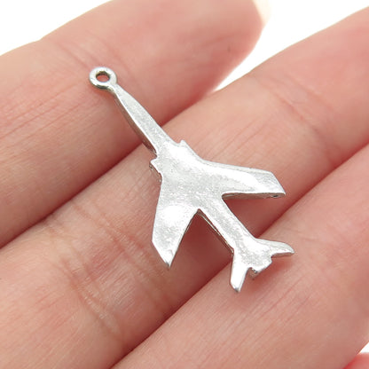 925 Sterling Silver Vintage US Air Force Fighter Jet Charm Pendant