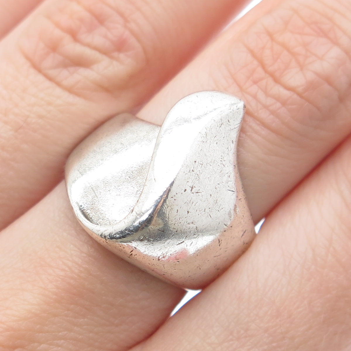 KABANA 925 Sterling Silver Vintage Modernist Flame Oxidized Ring Size 8