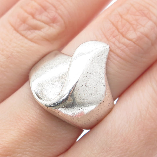 KABANA 925 Sterling Silver Vintage Modernist Flame Oxidized Ring Size 8