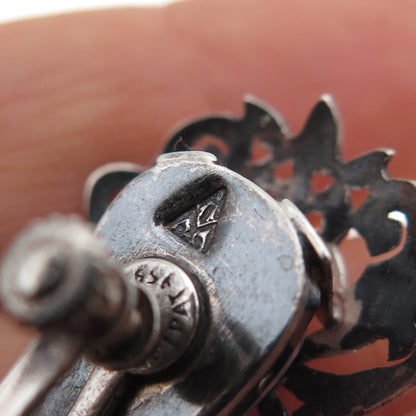 925 Sterling Silver Vintage Mexico Real Amethyst Goddess Screw Back Earrings